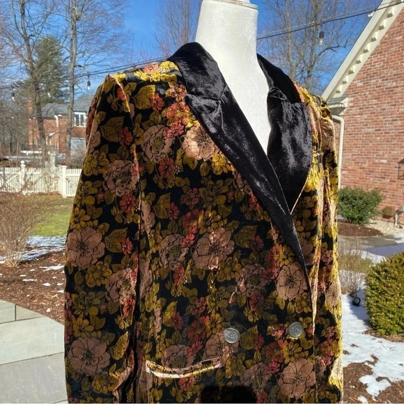 NWT Free People Nicolette Velvet Floral Blazer Oversized Boyfriend Jacket XS - Picture 10 of 17
